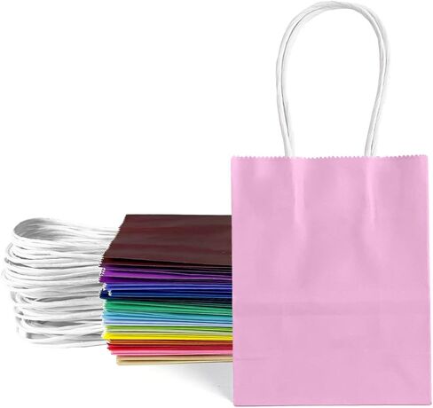 qiqee 100Pcs Paper Gift Bags with Handles - 12.6"x4.3"x10" Wide Large Party Favor Bags - 24 Solid Colors in Saudi Arabia