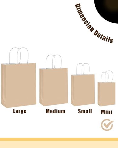 qiqee 100Pcs Paper Gift Bags with Handles - 12.6"x4.3"x10" Wide Large Party Favor Bags - 24 Solid Colors in Saudi Arabia