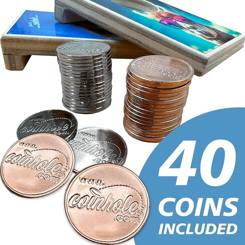 Coinhole Replacement Coins 40 Piece Combo Pack | 10 Sets of 4 Pack Metal Coin for Tabletop Board Game | Accessory Coins for Bouncing in Saudi Arabia