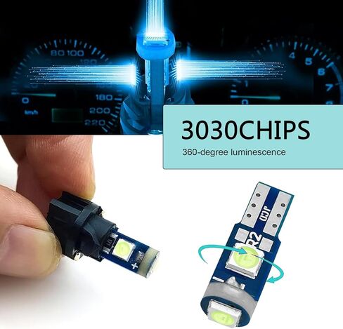 مصابيح LED للعدادات، مجموعات لمبات عنقودية فائقة السطوع، لمبة T5 LED مع مقبس قفل ملتوي، مصابيح لوحة القيادة العالمية لمعظم السيارات، عبوة من 20 قطعة (أزرق) in Kuwait