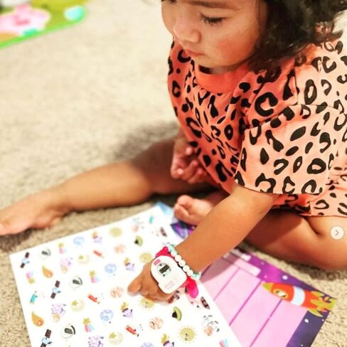 تعرفي على ساعة المرحاض، الساعة الأولى المصممة للمساعدة في التدريب على استخدام الحمام، ساعة + مخطط ملصقات (مخطط ملصقات السافانا، وردي) in Saudi Arabia