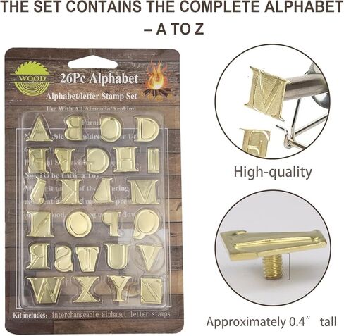 Wood Burning Letters Tips,Uppercase Alphabet HotStamps Set for Branding and Personalization of Wood, Leather, and Other Surfaces With Pen in Saudi Arabia