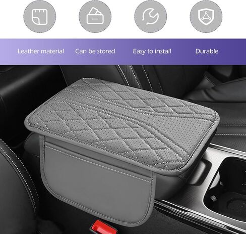 Car Center Console Cover, Leather Center Armrest Cover with Storage Bags, Automotive Heightening Console Protection Pad, Universal for Cars, Trucks, SUVs (Black) in Saudi Arabia
