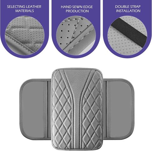 Car Center Console Cover, Leather Center Armrest Cover with Storage Bags, Automotive Heightening Console Protection Pad, Universal for Cars, Trucks, SUVs (Black) in Saudi Arabia