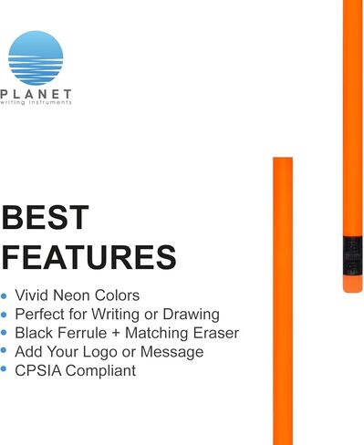 Custom Round Neon Pencil. Promotional Personalized Imprinted Round Pencils. Custom Printed Name/Business/Event Information (Neon Orange, 500 Count, Pack of 1) in Saudi Arabia