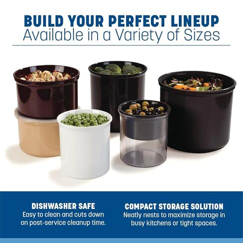 Carlisle FoodService Products Classic Round Storage Container Crock with Lid for Kitchen, Restaurants, Home, Plastic, 1.2 Quarts, Beige in Kuwait