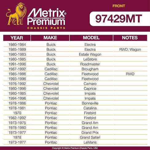 Metrix Premium Chassis Parts - 4 PC L/R Front Sway Bar Stabilizer End Link & Stabilizer Bar Bushing Kit Fits 80-84 Buick Electra, 76-92 Chevrolet Camaro, 73-77 Pontiac LeMans, K700532, K5248 in Saudi Arabia