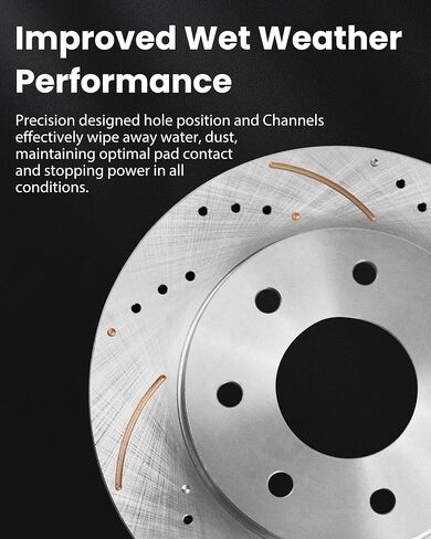 MOTOREVO Front Geomet Brake Rotors Kit Compatible with RAV4 [ 2019-2024, 305mm12.01in ] Automotive Replacement Vented Coated Drilled Slotted Discs and Ceramic Brake Pads 2019 2020 2021 2022 2023 2024 in Kuwait