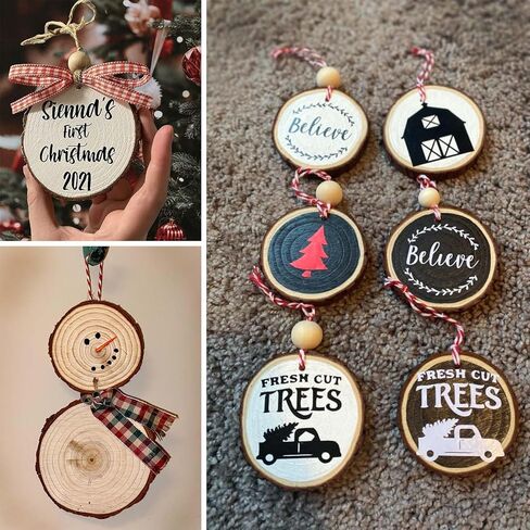 2 Inch Wood Slices Wooden Discs for Crafts with Holes, 80 Pcs 2-2.4 Inches, with 2 Ropes in Saudi Arabia