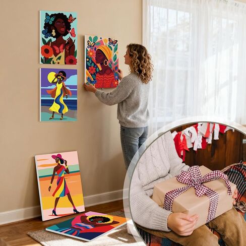 36 قطعة قماش مرسومة مسبقًا مقاس 8 × 10 بوصة للرسم على قماش قطني أفرو كوين للرسم على القماش الممدد مسبقًا للبالغين والأطفال مخطط قماشي مرسوم مسبقًا للرشفة والطلاء لصالح لوازم الحفلات in Kuwait