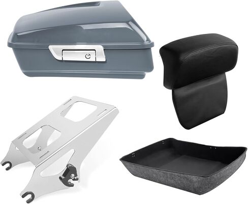 TCT-MOTORPARTS Chopped Luggage Kit w/Backrest Pad +Black Two-Up Mounting Rack Fit For 2017 Street Glide Special Velocity Red Sunglo 2017S in Kuwait