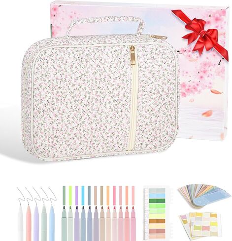 Bible Cover Case for Women,Large Quilted Case with Handle,Included Diverse Bible Study Supplies,Christian Gift for Women (Pink Butterfly, 11.8 * 9.6 * 2.4 in) in Saudi Arabia