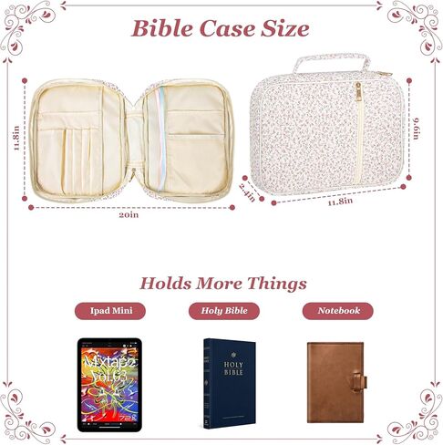 Bible Cover Case for Women,Large Quilted Case with Handle,Included Diverse Bible Study Supplies,Christian Gift for Women (Pink Butterfly, 11.8 * 9.6 * 2.4 in) in Saudi Arabia