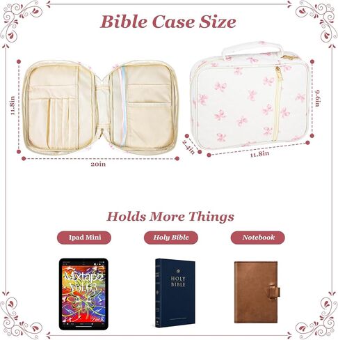 Bible Cover Case for Women,Large Quilted Case with Handle,Included Diverse Bible Study Supplies,Christian Gift for Women (Pink Butterfly, 11.8 * 9.6 * 2.4 in) in Saudi Arabia