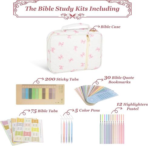Bible Cover Case for Women,Large Quilted Case with Handle,Included Diverse Bible Study Supplies,Christian Gift for Women (Pink Butterfly, 11.8 * 9.6 * 2.4 in) in Saudi Arabia