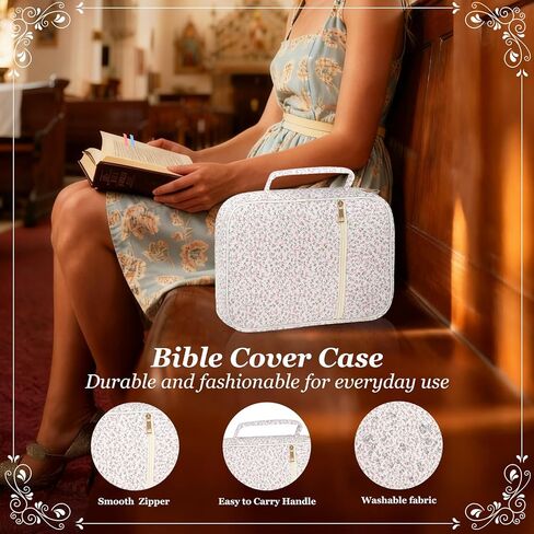 Bible Cover Case for Women,Large Quilted Case with Handle,Included Diverse Bible Study Supplies,Christian Gift for Women (Pink Butterfly, 11.8 * 9.6 * 2.4 in) in Saudi Arabia