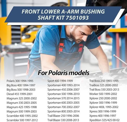 يحل طقم عمود البطانة الأمامي السفلي على شكل حرف A محل 7501093 - متوافق مع Polaris Sportsman 500 700 800 570 400، Trail Blazer & Scrambler، مجموعة إعادة بناء التعليق مع الأجهزة (Repl. 5020681) in Kuwait