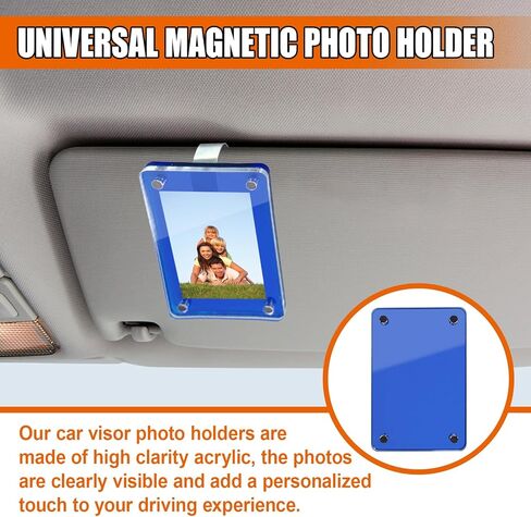Car Sun Visor Photo Holder, Universal Magnetic Photo Clip, Acrylic Car Visor Decoration Picture Frame, Personalized Cars Accessories for Display Your Photographs (Transparent) in Saudi Arabia