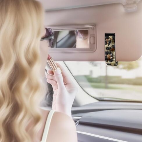 حامل عصا الشفاه من حجر الراين لأقنعة السيارة، عبوة واحدة من ملحقات السيارة اللامعة للنساء والفتيات، منظم مرطب الشفاه الواقي من الشمس مع مواد مقاومة للحرارة العالية (أسود001) in Saudi Arabia