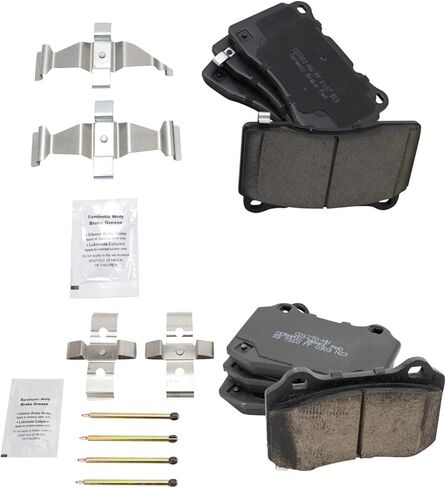 Front and Rear Brake Pad Set Ceramic Hardware Compatible with 2004-2007 Cadillac CTS 2006-2009 STS 2017 Chevrolet Camaro in Saudi Arabia