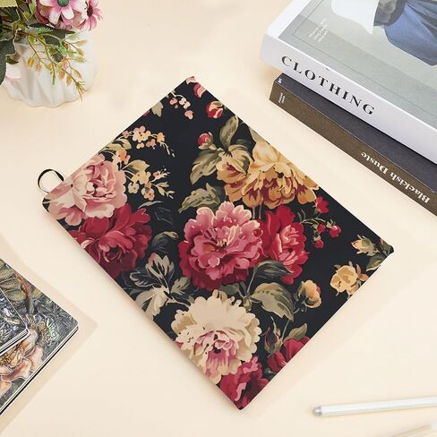 CRASPIRE Flower Stretchable Book Cover Floral Peony Washable Reusable Large Nylon Book Sleeve Book Protector Elastic Notebook Wraps for Hardcover Books Textbook Gift in Saudi Arabia
