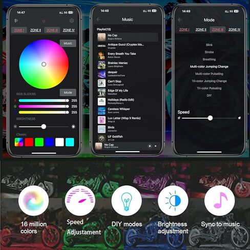 18 Kinds of Color Dual Remote RGB Music Controller for Motorcycle LED Accent Strip Light with Brake Function in Kuwait
