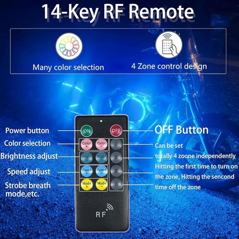 18 Kinds of Color Dual Remote RGB Music Controller for Motorcycle LED Accent Strip Light with Brake Function in Kuwait