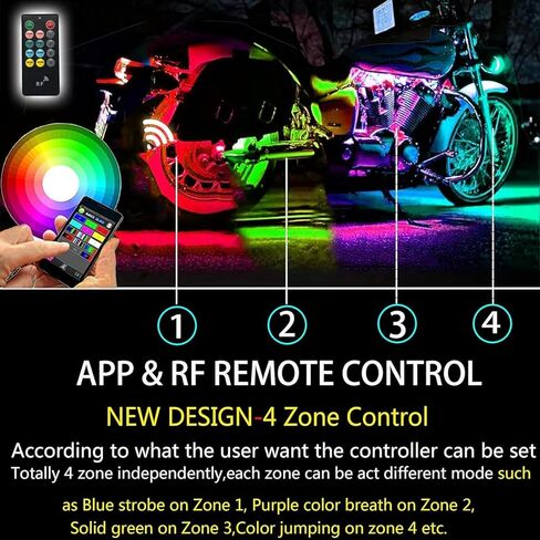 18 Kinds of Color Dual Remote RGB Music Controller for Motorcycle LED Accent Strip Light with Brake Function in Kuwait