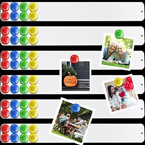 6 Pieces Frameless Magnetic Stainless Iron Board Strip Bulletin Bar Board Memo Strip Set with 48 Pieces Colorful Magnet for Kitchen Office(Black) in Kuwait