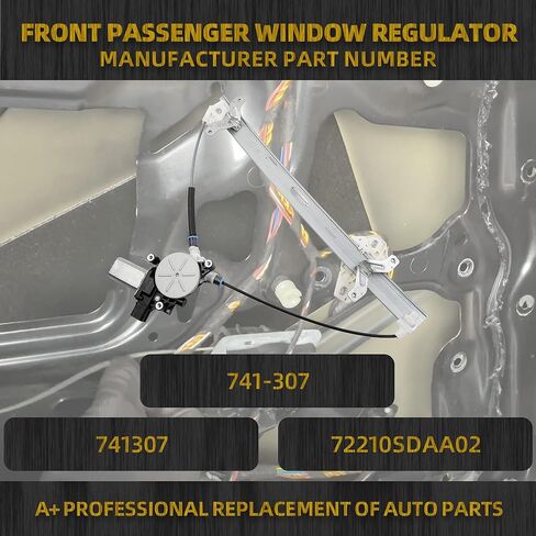 Dasbecan Front Passenger Side Power Window Regulator with Motor Assembly 6Pins Comptible with 2003-2007 Honda Accord(Sedan 4-Door Only) Replace #741-307, 72210SDAA02 in Saudi Arabia