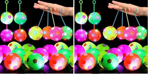 16 Pieces LED Light Fidget Spiky Soccer Ball Stress Relief Balls LED Flashing Basketball with Rope Rubber Flash Squeaky Ball for Adults, Teens and Children in Saudi Arabia