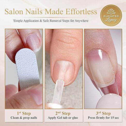 Medium-Rose Quartz Elegance Fake Nails Press-On Manicure Kit for Women | French Tip 10 Nails | Nail Glue, Dual Nail File, Cuticle Stick, Buffer Block | Measure Before Ordering in Saudi Arabia