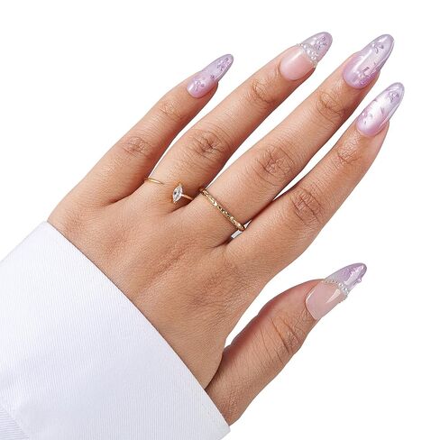 Medium-Rose Quartz Elegance Fake Nails Press-On Manicure Kit for Women | French Tip 10 Nails | Nail Glue, Dual Nail File, Cuticle Stick, Buffer Block | Measure Before Ordering in Saudi Arabia