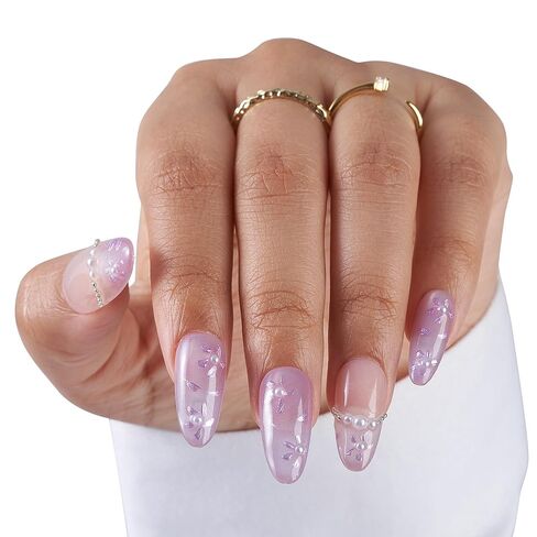 Medium-Rose Quartz Elegance Fake Nails Press-On Manicure Kit for Women | French Tip 10 Nails | Nail Glue, Dual Nail File, Cuticle Stick, Buffer Block | Measure Before Ordering in Saudi Arabia