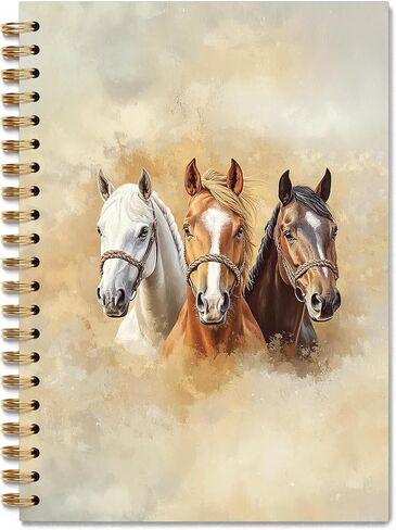 Watercolor Horse Spiral Notebook Journal,Farmhouse Horse Lover Gifts Notebook for Women Teen, Horses Themed Writing Journal for School Office Supplies, 5.5 x 8.3 Inches in Saudi Arabia