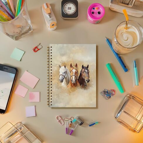 Watercolor Horse Spiral Notebook Journal,Farmhouse Horse Lover Gifts Notebook for Women Teen, Horses Themed Writing Journal for School Office Supplies, 5.5 x 8.3 Inches in Saudi Arabia