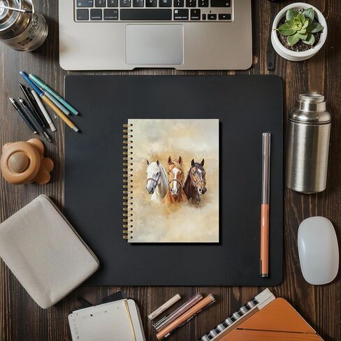 Watercolor Horse Spiral Notebook Journal,Farmhouse Horse Lover Gifts Notebook for Women Teen, Horses Themed Writing Journal for School Office Supplies, 5.5 x 8.3 Inches in Saudi Arabia