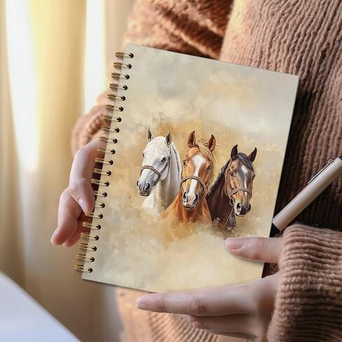 Watercolor Horse Spiral Notebook Journal,Farmhouse Horse Lover Gifts Notebook for Women Teen, Horses Themed Writing Journal for School Office Supplies, 5.5 x 8.3 Inches in Saudi Arabia