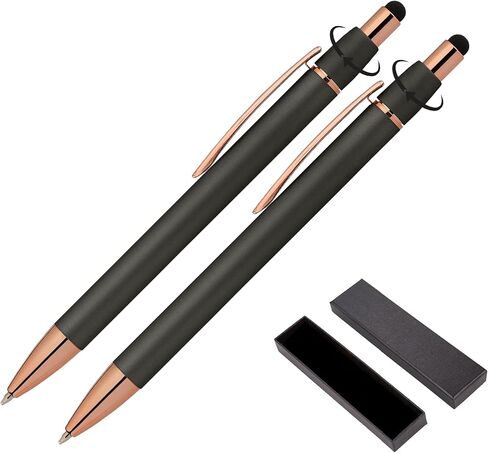 Fidget Pen for Adults - 2 Pack Stress Relief Pens with Gift Box - ADHD Anxiety - Metal with Rubber Grip - Focus for Office, Work (Black-Black) in Saudi Arabia