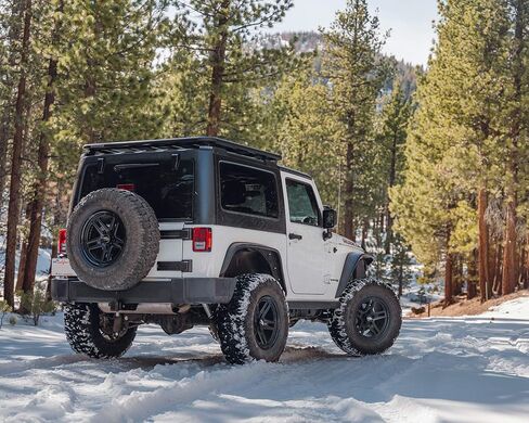 RockTrix RT108 17 inch Wheel Compatible with Jeep Wrangler JK JL 17x9 5x5 Wheels (-12mm Offset, 4.5in Backspace) 5x5 PCD, 71.5mm Bore, Black Wheels, Also fits Gladiator JT Rims in Saudi Arabia