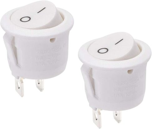 uxcell SPST Boat Rocker Switch Round White Toggle Switch for Boat Marine 2pins ON/OFF AC250V/6A 125V/10A 2pcs in Saudi Arabia