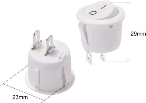 uxcell SPST Boat Rocker Switch Round White Toggle Switch for Boat Marine 2pins ON/OFF AC250V/6A 125V/10A 2pcs in Saudi Arabia