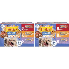 Purina Friskies Gravy Wet Cat Food Variety Pack, Shreds Beef, Chicken And Turkey & Cheese Dinner - (24) 5.5 Oz. Cans in Kuwait