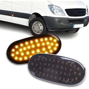 LED Side Marker Light Assembly Compatible with 2006-2018 Mercedes Benz Sprinter W906 2018+ W907, 06-16 VW Crafter, Smoked Housing Amber Sequential Turn Signal, 6 Pcs in Saudi Arabia