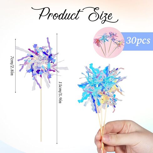 Cupcake Toppers, 30 PCS Multicolor Firework Cupcake Decorations Picks Sparkle Tinsel Cake Toppers Toothpicks for Wedding Baby Shower Birthday Party Decoration in Saudi Arabia