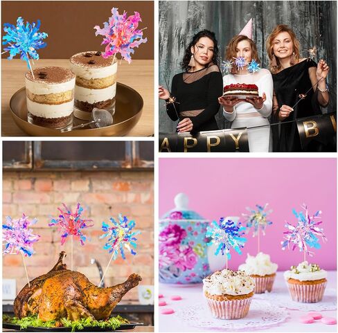 Cupcake Toppers, 30 PCS Multicolor Firework Cupcake Decorations Picks Sparkle Tinsel Cake Toppers Toothpicks for Wedding Baby Shower Birthday Party Decoration in Saudi Arabia