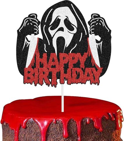 Halloween Horror Happy Birthday Cake Topper, 1 PCS Glitter Have a Killer Themed Cake Decoration Party Decorations for Horror Classic Movie Theme Kids Halloween Party Cake Decorations in Saudi Arabia