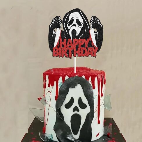 Halloween Horror Happy Birthday Cake Topper, 1 PCS Glitter Have a Killer Themed Cake Decoration Party Decorations for Horror Classic Movie Theme Kids Halloween Party Cake Decorations in Saudi Arabia