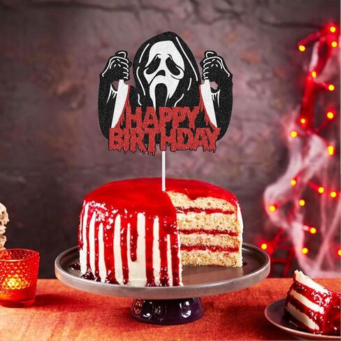 Halloween Horror Happy Birthday Cake Topper, 1 PCS Glitter Have a Killer Themed Cake Decoration Party Decorations for Horror Classic Movie Theme Kids Halloween Party Cake Decorations in Saudi Arabia
