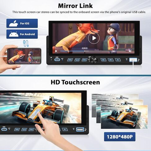 9inch Car Stereo Single Din Radio Touchscreen with Backup Camera, Multimedia Car Audio Support Mirror Link, Hands-Free Call, FM Radio, EQ Settings in Kuwait